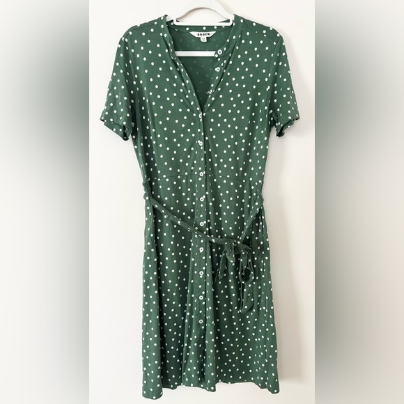 Boden Julia Dark Green Polka Dot Dress - Picture 2 of 9